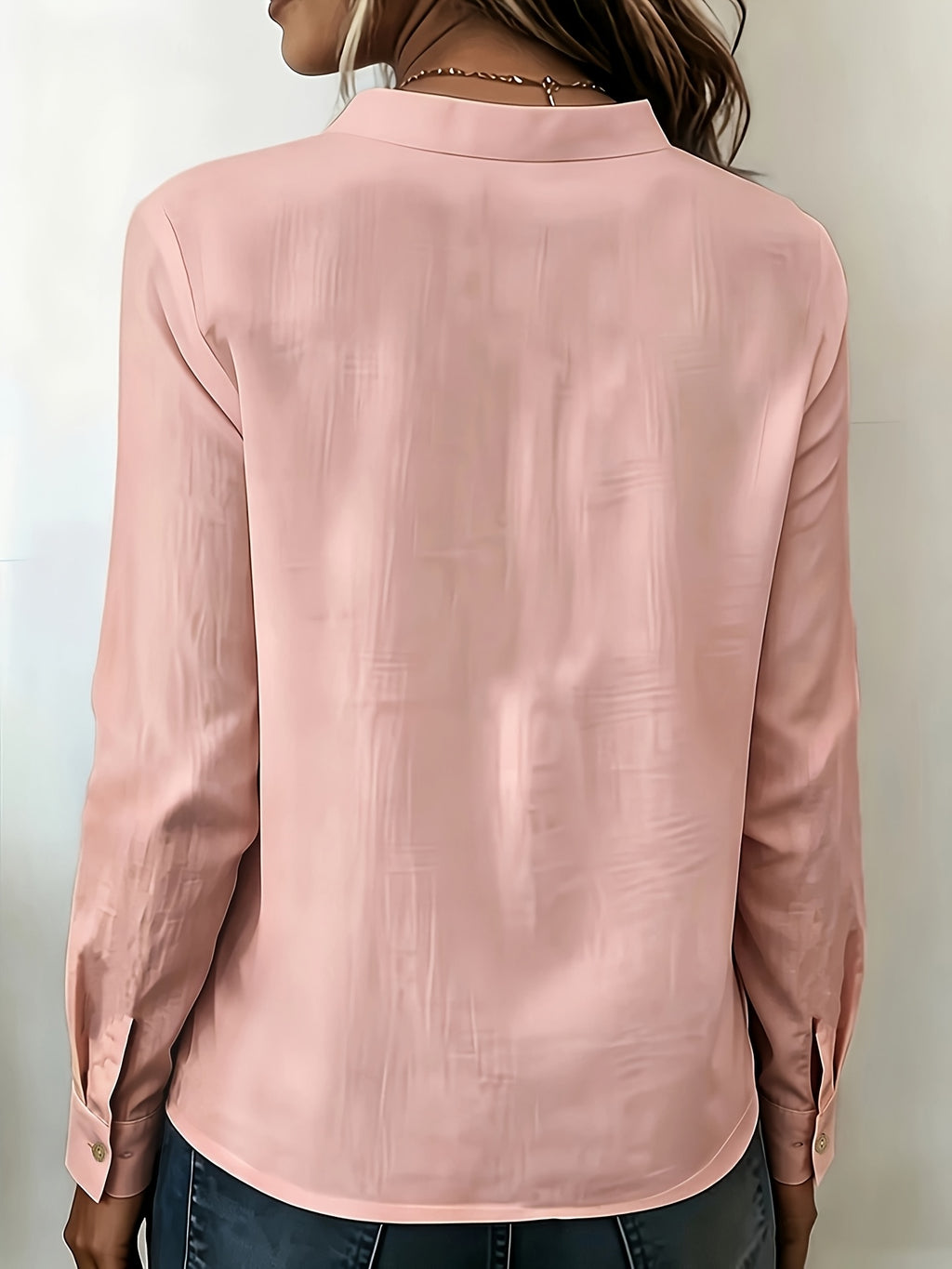 According ToFashionable V-neck Bamboo-joint Style Women's Long-sleeved Shirt - Pink Color