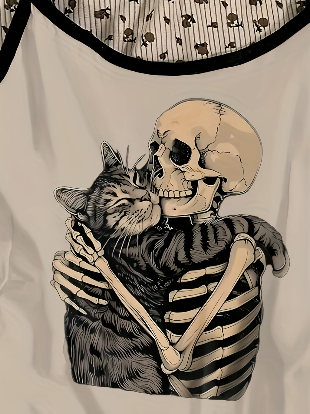 Casual and Simple Spaghetti Strap Tank Top with Skull, Cat, and Music Festival Prints, Perfect for Summer Vacations - Khaki