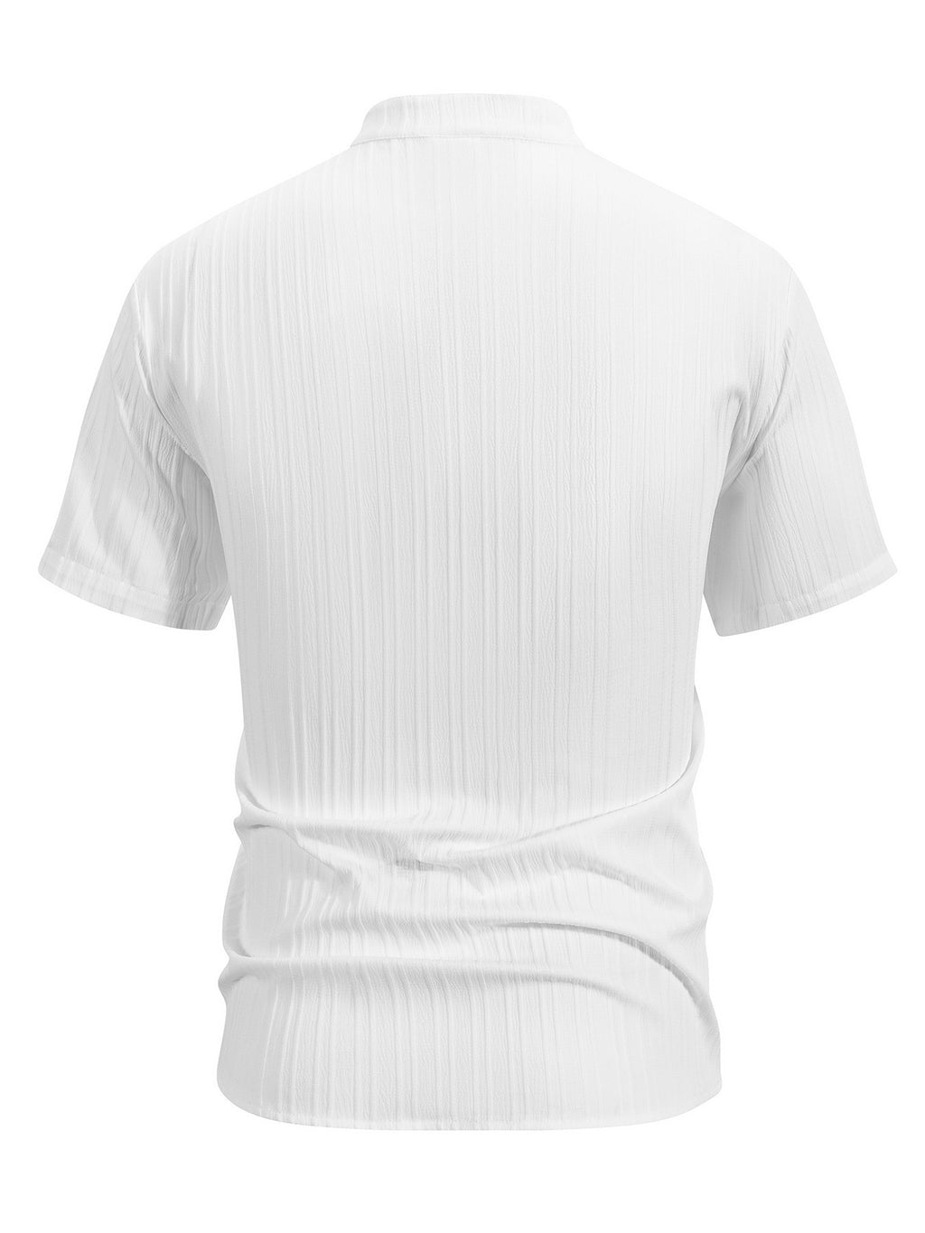 4pcs Urban Minimalist Pinstripe Textured Men'S Short Sleeve Stand Collar Zipper Cardigan, Summer Lightweight Breathable Casual Jacket, Fashionable All-Match Zippered Short Sleeve Shirt, Vertical Pleated Textured Fabric - Black + White + White + Navy Blue