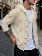 New Fall Winter Men'S Cardigan Hoodie - Button-Front Sporty Casual Sweatshirt, Soft And Comfortable, Versatile Streetwear Gentleman Top Winter Clothes for Men - Khaki