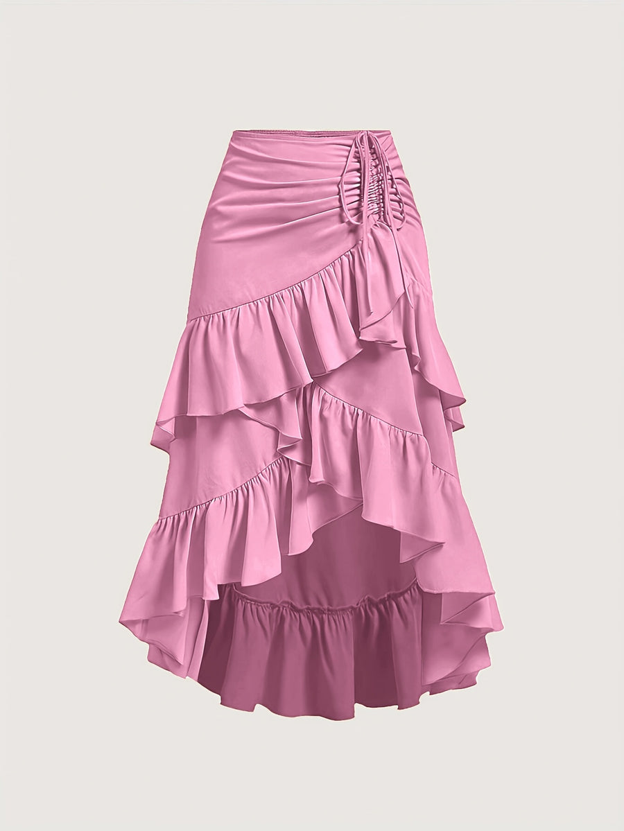 New Fashion Asymmetrical Pleated Hem Design Multi-layered Women's Skirt - Violet