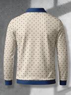 Men's Novelty Fashion Long-Sleeve Top with Fine Starburst Vintage Print, Three-Button Polo Shirt with Access Control Design, Punk Street Style Lapel Top for Daily Commuting and Outings, Surprise Birthday and Holiday Gift for Men - Mixed Color E