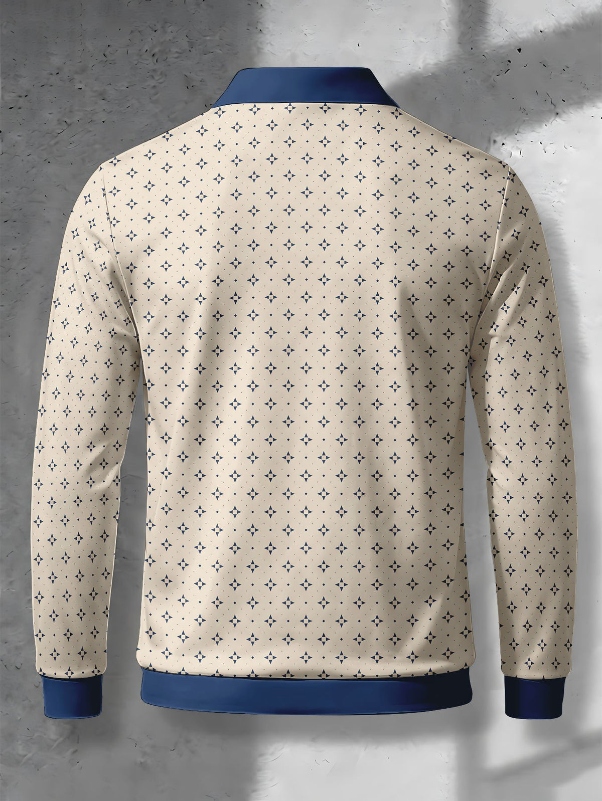 Men's Novelty Fashion Long-Sleeve Top with Fine Starburst Vintage Print, Three-Button Polo Shirt with Access Control Design, Punk Street Style Lapel Top for Daily Commuting and Outings, Surprise Birthday and Holiday Gift for Men - Mixed Color E