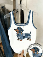 Gavin Targeted Development Women'S Wear New Trendy Casual Puppy Print Vest - White