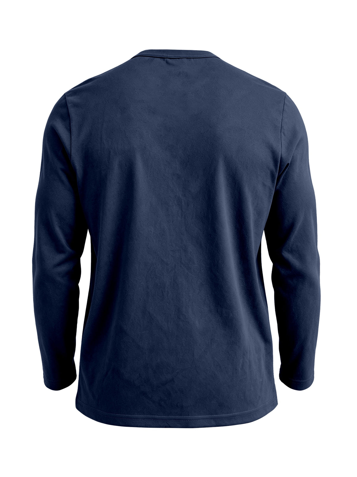 Men's Long-Sleeve Base Layer T-Shirt, Solid Color Henley Pullover - Navy Color