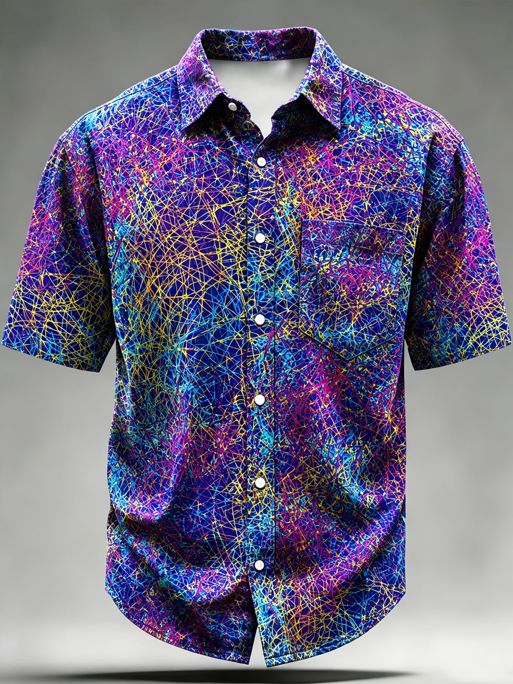 Vintage Abstract Art Print Men'S Short Sleeve Shirt - Mixed colors