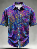 Vintage Abstract Art Print Men'S Short Sleeve Shirt - Mixed colors