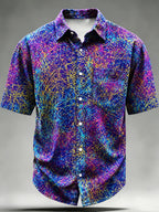 Vintage Abstract Art Print Men'S Short Sleeve Shirt - Mixed colors