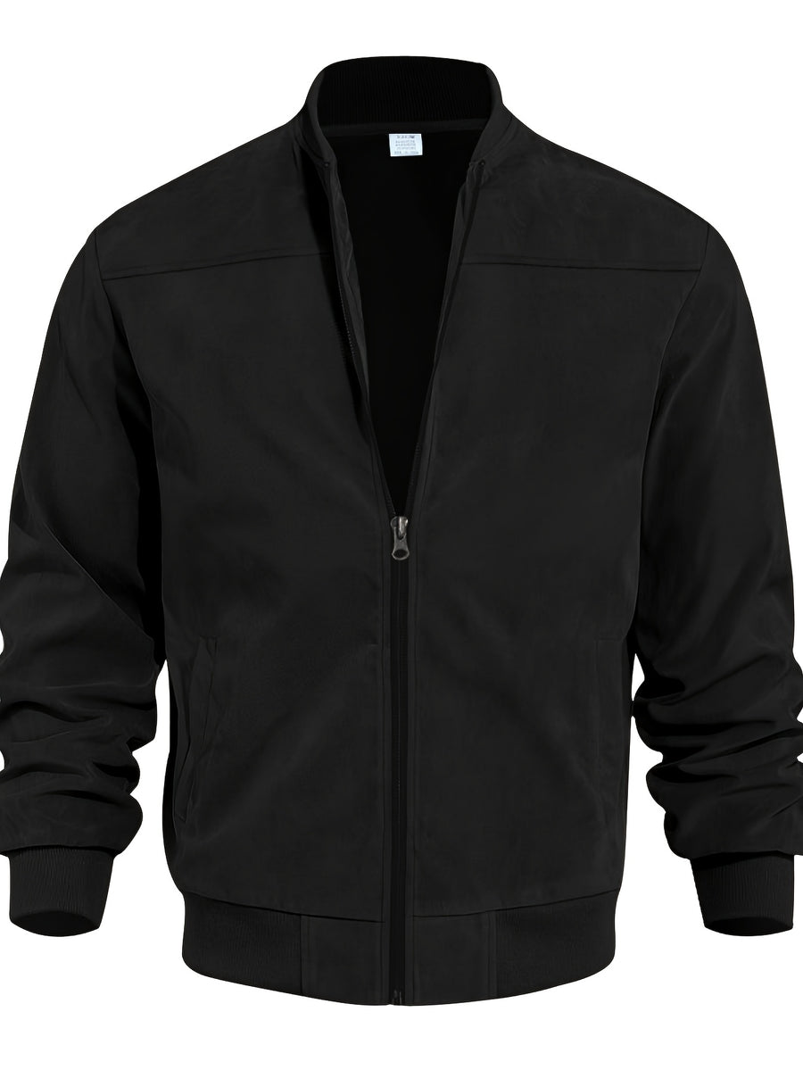 Whale Crossing OBM Early Autumn New Outdoor Men's Stand Collar Zipper Jacket - Black