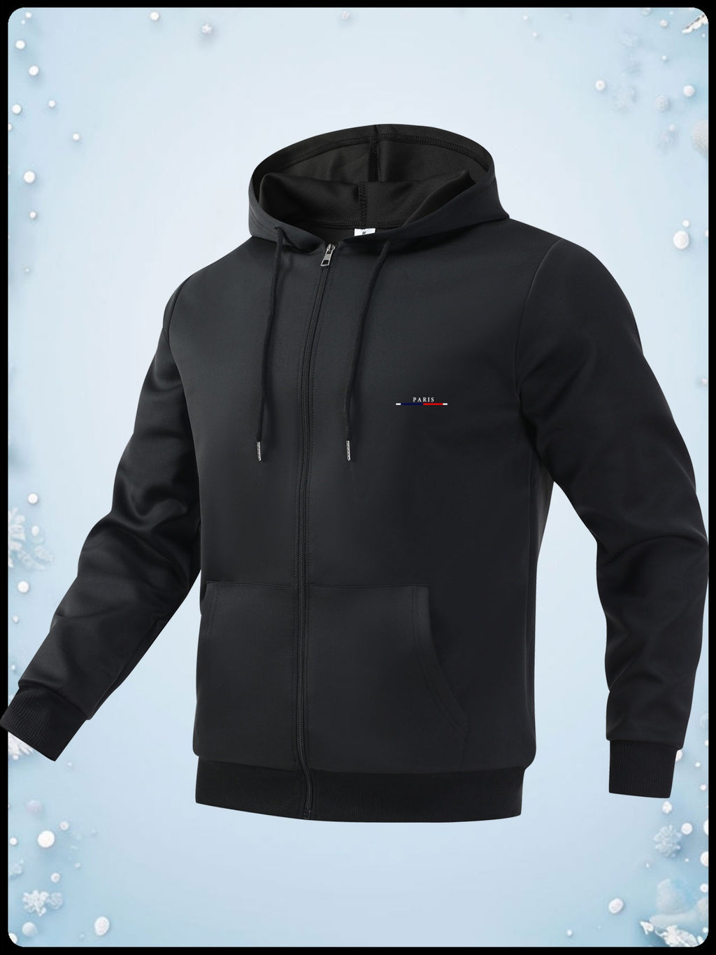 Fashion Casual Print Hoodie Jacket - Black