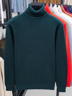Men'S Autumn Winter Turtleneck Sweater, 10 Colors Available Solid Basic Style Elastic Warm Ribbed Cuff Casual Slim Fit Base Layer Pullover, Knit - Dark Green