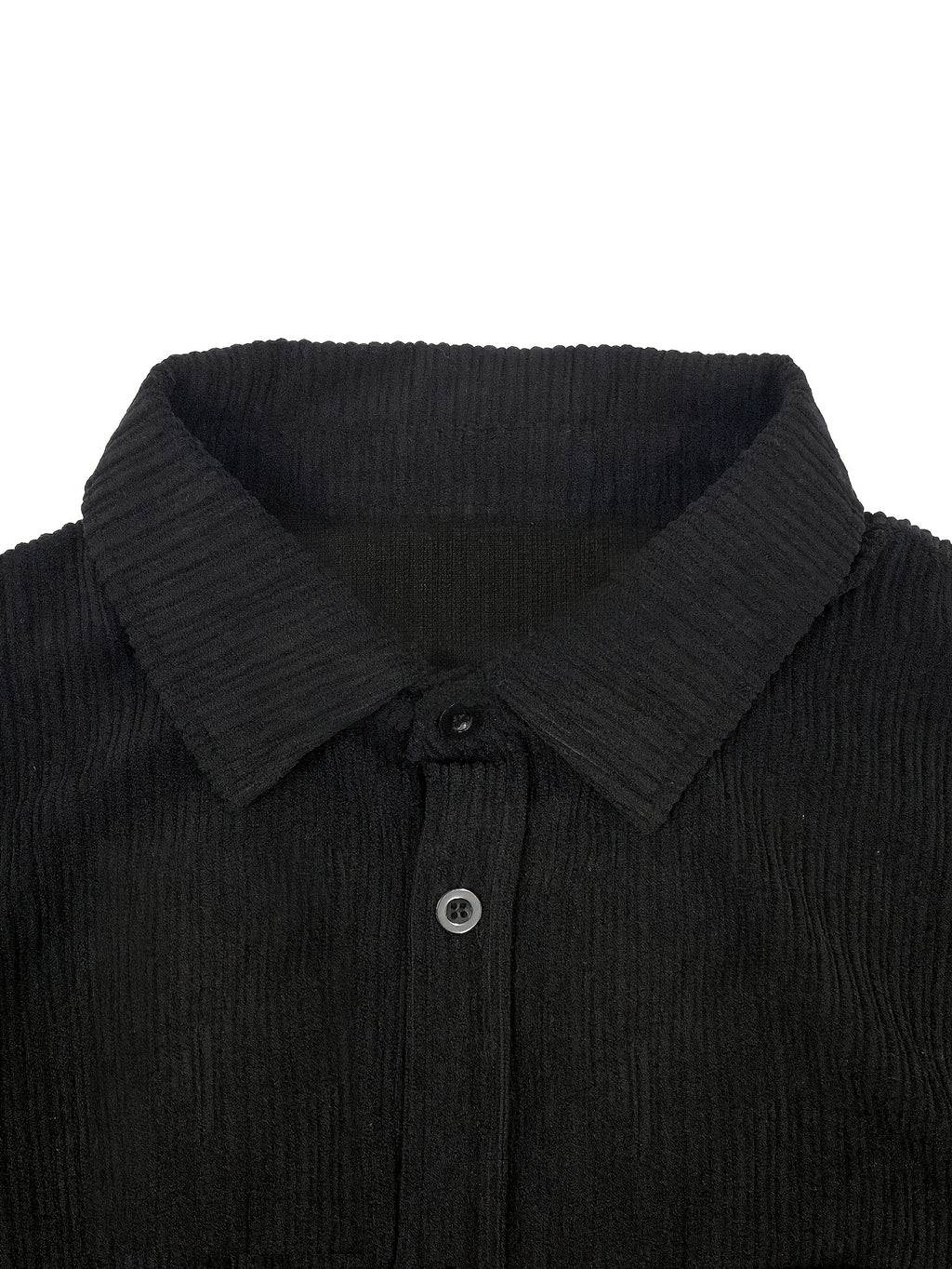 Men's Corduroy Button- Shirt Jacket with Chest Patch Pockets, Long Sleeves, Autumn/winter Casual Outerwear - Black