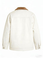 2026 European American New Men'S Mature Stable Fleece Warm Jacket Cargo Casual Easy Outing Commuting Coat - White