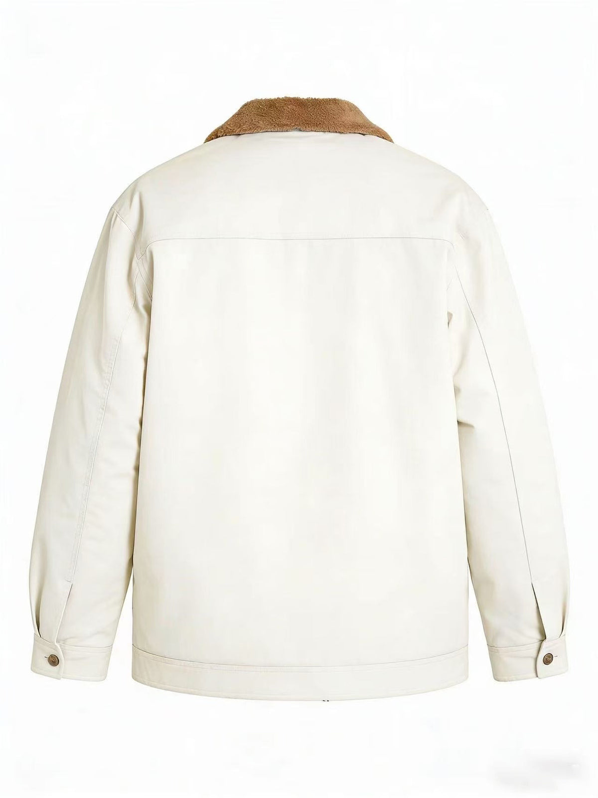 2026 European American New Men'S Mature Stable Fleece Warm Jacket Cargo Casual Easy Outing Commuting Coat - White