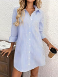 Long Striped Casual Elegant Long Sleeve Shirt for Women YTD - Mixed colors