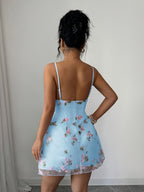 Women's Elegant Off-Shoulder -Line Mini Dress with Waist Embroidery & Flared - Suitable for Wedding Guest Dresses, Cocktail Outfits, Birthday, Prom, Valentine's Day, Machine Washable Wedding Season Attire - Vibrant Blue