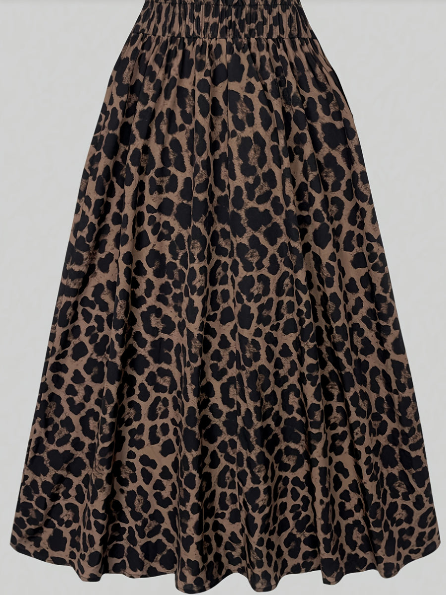 Leopard Print Skirt - Dark Brown