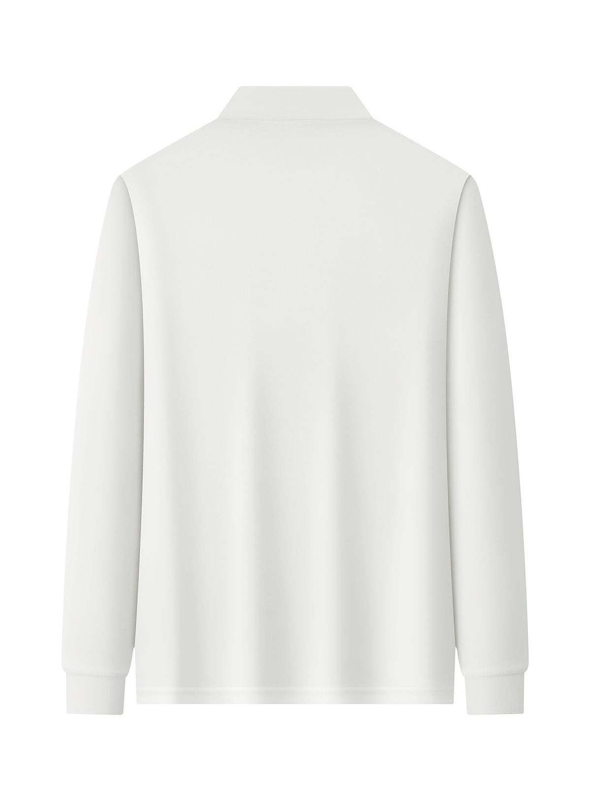Men'S Long Sleeve Polo Shirt, Solid Color 3-Button Collar Basic Style, High-Density Drapey Wrinkle-Resistant Pearlized Fabric, Home Casual Texture, All-Season Versatile Collar Top for Daily Commute - White