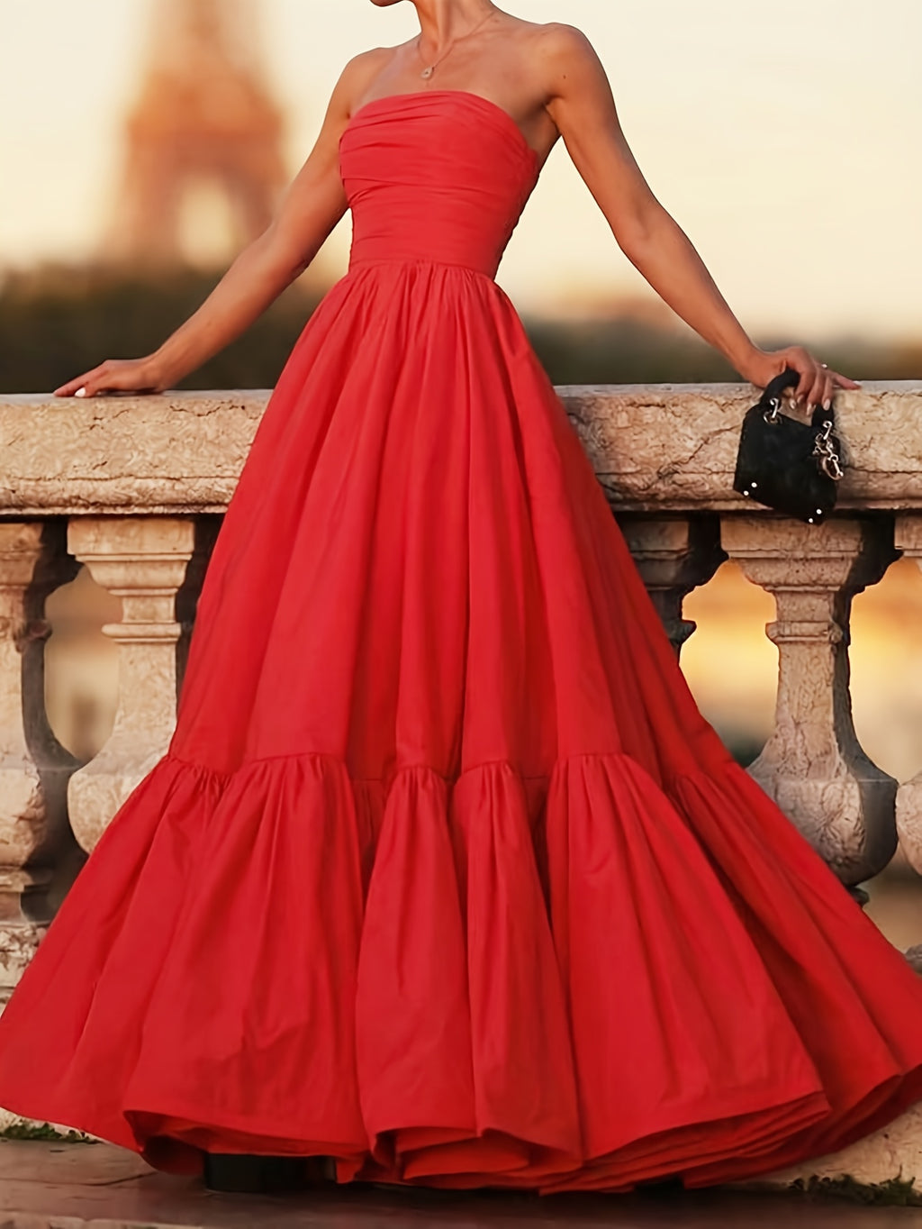 Women'S Off-Shoulder Gown - Solid Color Party Elegant Long Dress for Wedding, Bridesmaid, Formal Evening Gown - Red