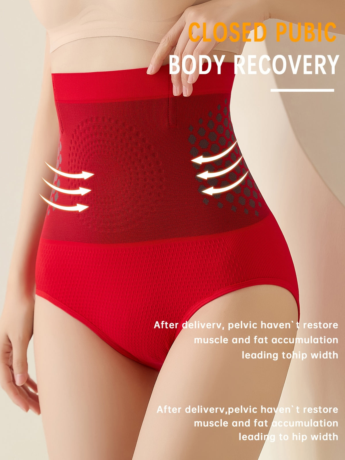 Women'S High-Waist Tummy Control Shaping Shorts, -Enhancing Geometric Pattern Compression Shorts, High Support Posture Correction And Weight Loss Effect, Breathable Premium Fabric Suitable for And Daily Wear, Underwear, Semi-Transparent Material - Red