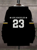 Men's Trendy Basketball Sports Printed Zip-Up Hoodie Los Angeles Number 23 Letter Pattern Fashion Casual Versatile Top Spring Autumn New Youth Handsome Outerwear, - Mixed colors