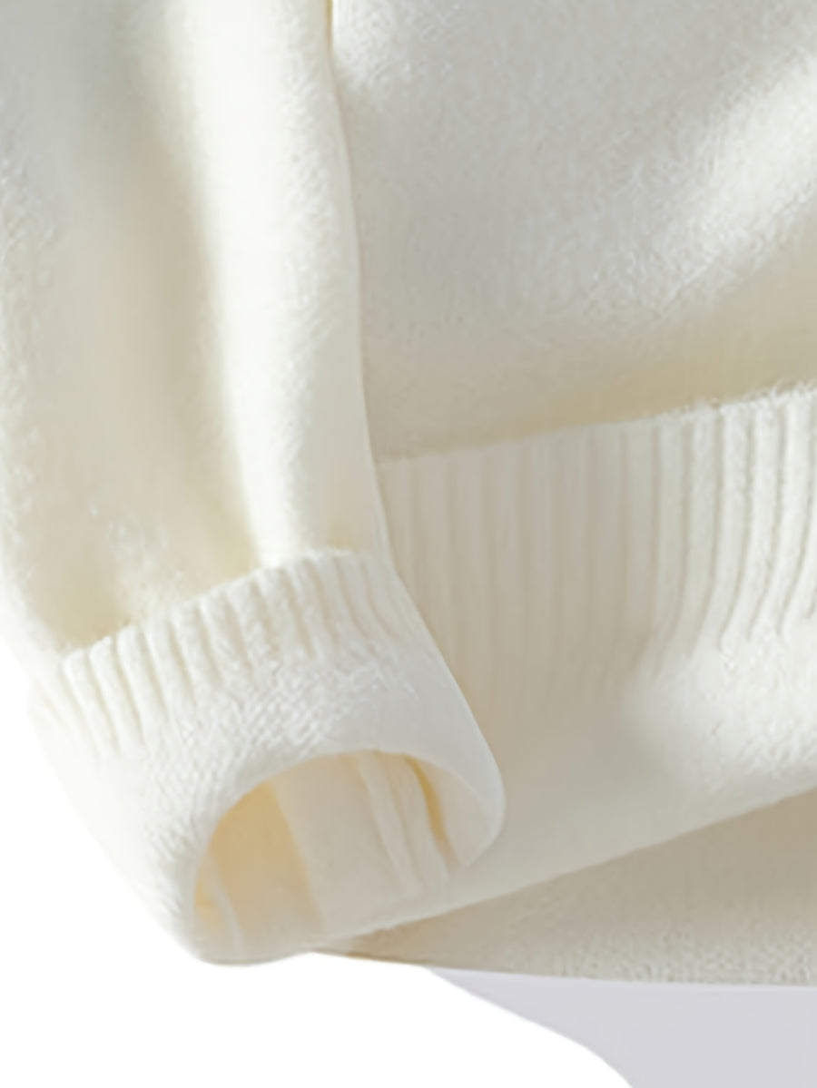 New Autumn And Winter Styles for Young Men'S Lapel Fake Two-Piece Knitted Sweater, Warm Sweater, Fashionable, Casual And Versatile - Off-white