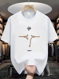 Men's Casual Short Sleeve T-Shirt - Summer Breathable Round Neck Tee with Subtle Random Print Patterns, Machine Washable Regular Fit Suitable for Casual Attire, Office, Gym & Outdoor Activities, Versatile Basic Wardrobe Essential - White