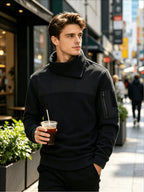 Men'S Autumn And Winter Novelty Sweater Two-Piece Set, Different Sweaters, Fashionable Street Tops - Black+Grey