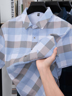 Men's Summer Short-Sleeve Cool Lightweight Trendy Color-Block Shirt - Mixed Color 1