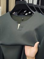 Spring/Autumn New Fashion Slim Fit Men'S Small V-Neck Long Sleeve Sweatshirt Comfortable Skin-Friendly Main Push Style - SINBOS - Gray Green