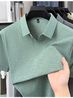 Summer New V-Neck Open Collar Chinese Style Short Sleeve Men'S T-Shirt, Cool Casual All-Match Thin Men'S Top, Refreshing Quick-Dry, Durable And Skin-Friendly Clothing BD58666 - Coffee Color
