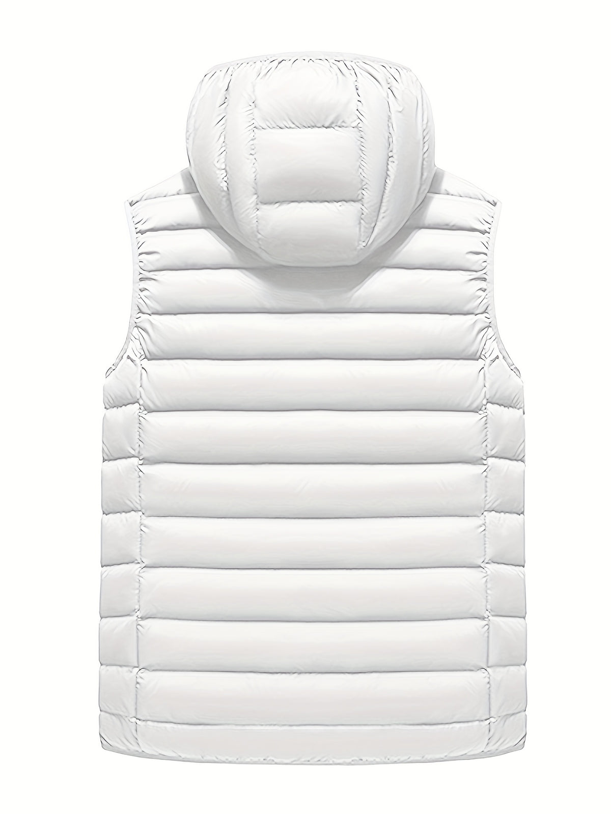 Men'S Slim-Fit Hooded Vest - Lightweight Non-Stretch Jacket, Front Zipper Closure, Side Pockets - Cold Weather Outerwear for Everyday & Formal Events - Fall/Winter, Winter Clothing, Sleek Design, Durable Construction, Stylish Outerwear, Urban Style - White