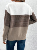 Newly Popular Color-Blocked Drop-Shoulder Sweater - 【Brown】