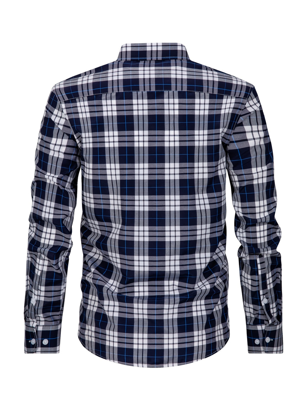 New Plaid Shirt for Men, Long Sleeve, European/American Sizing, Suitable for All Seasons and Commuting, Two-Tone Color Block Design, Four-Season Casual Shirt. Ideal for Men's Daily Wear, Vacation, Leisure, and Streetwear. The Casual Plaid Shirt - Blue-gray