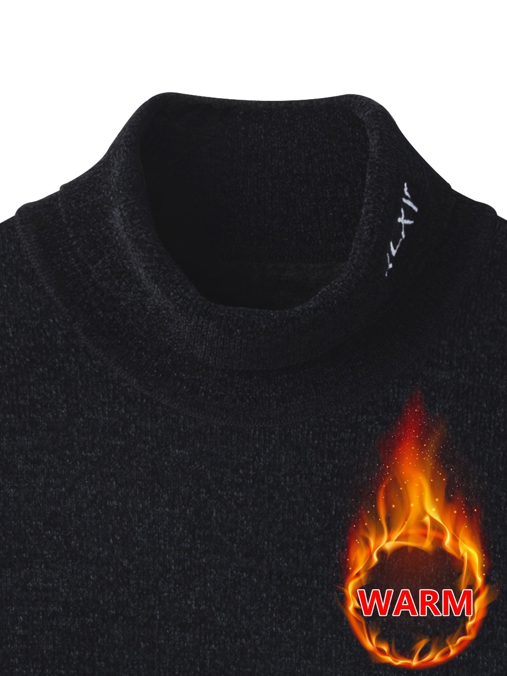Lined Half-Turtleneck Sweater - Warm Winter Knit Sweater Suitable for City Casual, High Collar Ribbed Trim Pullover, Hand Washable Fall/Winter Sweater for Office to Weekend Wear (No Transparency) - Black