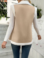 Self-designed Women's Fashionable Furry Warm Vest Jacket - Khaki