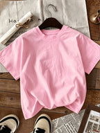 Graphic Print T-shirt, Short Sleeve Crew Neck Casual Top for Summer & Spring, Women's Clothing - pink color