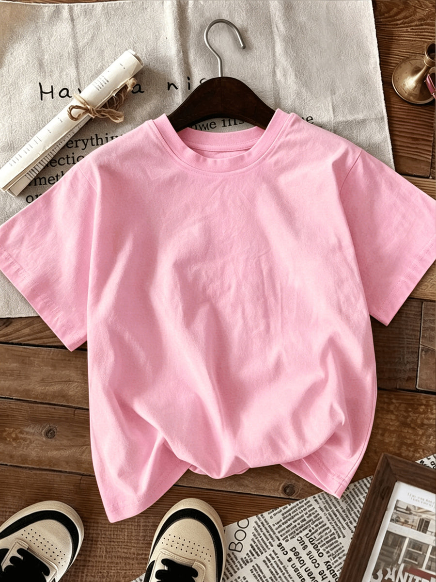 Graphic Print T-shirt, Short Sleeve Crew Neck Casual Top for Summer & Spring, Women's Clothing - pink color