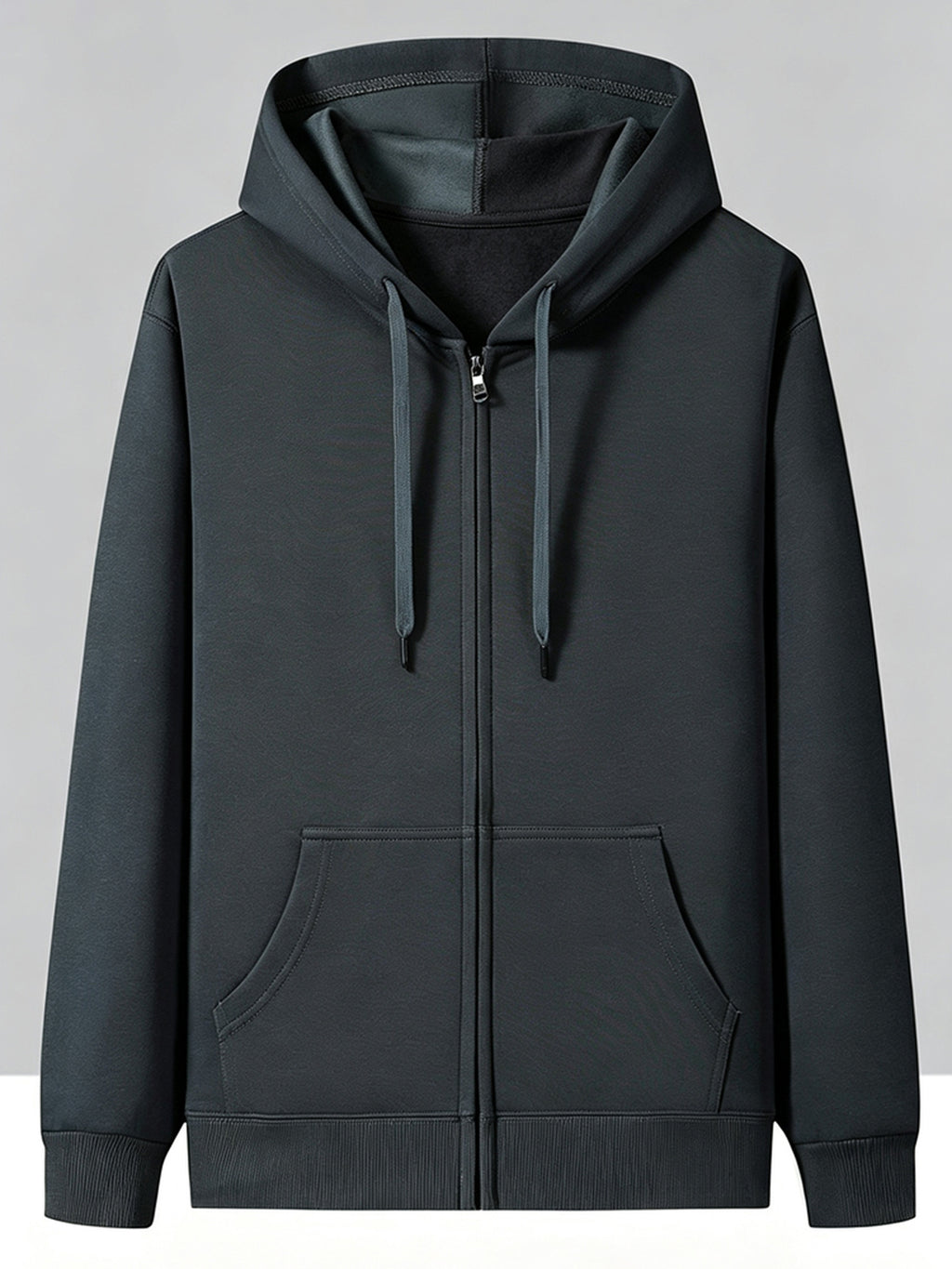 New Men'S Hoodie, Spring Autumn Fashion Casual Top Jacket, Hooded Zipper Athletic Glossy Sweatshirt - Dark Gray