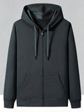 New Men'S Hoodie, Spring Autumn Fashion Casual Top Jacket, Hooded Zipper Athletic Glossy Sweatshirt - Dark Gray