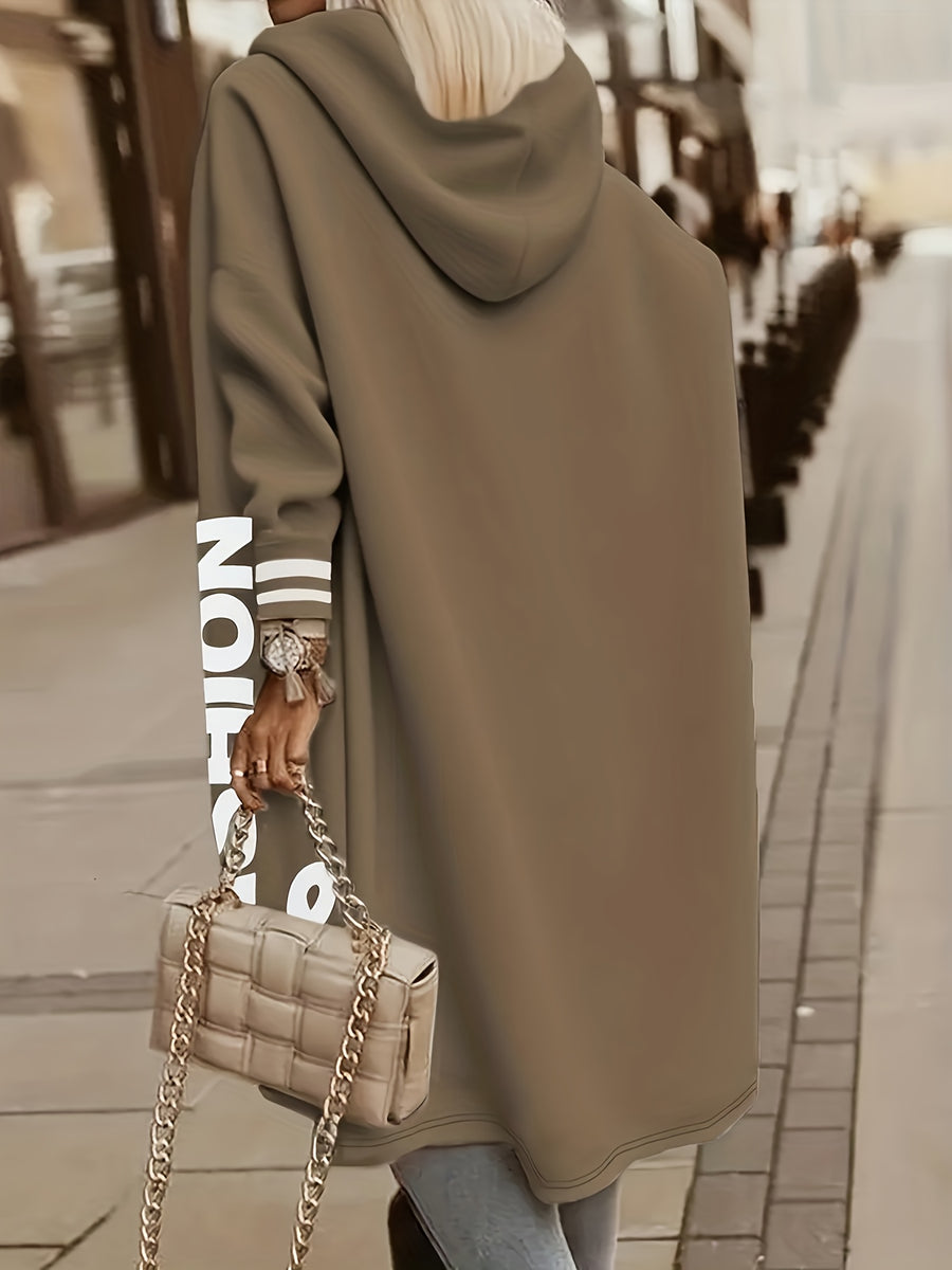 Cross-border New Fashion Casual Zipper Hooded Sweatshirt for Women YD88 - Khaki