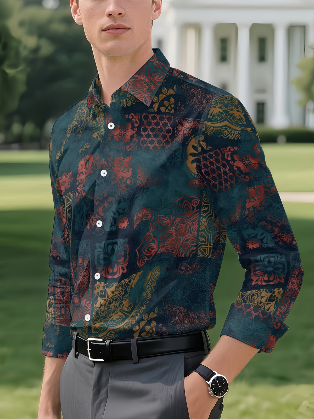 Men's Daily Casual Long Sleeve, New Fashion Long Sleeve Shirt, Printed Casual Shirt, with a Subtle Texture, Suitable for Leisure, Casual Lapel Cardigan, for Office and Weekends, with a Subtle Texture, Button-Up Casual Short Sleeve, Easy to Care - Mixed colors