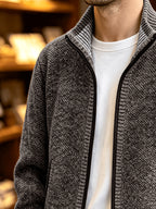 A Single Men's Thick Knitted Sweater Jacket, Made of Soft and Plush Fabric to Keep Warm and Comfortable, Easy to Match for Daily Commuting and Leisure. (Includes Only One Jacket) - Coffee Color