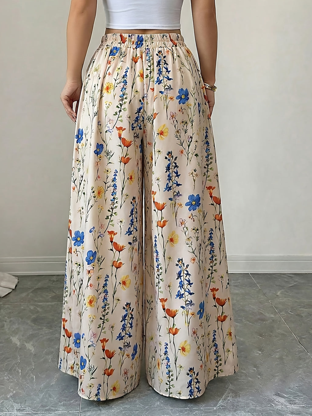 Elegant A-Line Printed Skirt Pants for Women, Perfect for Outings, Vacations, And Commuting in Spring And Summer - Apricot