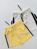 Women's Fashion Casual Shorts 2pcs Set - Yellow And White