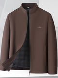 Spring Autumn Comfort Casual Coat, Minimal Solid Trendy Windproof Jacket Top for Men - Coffee Color
