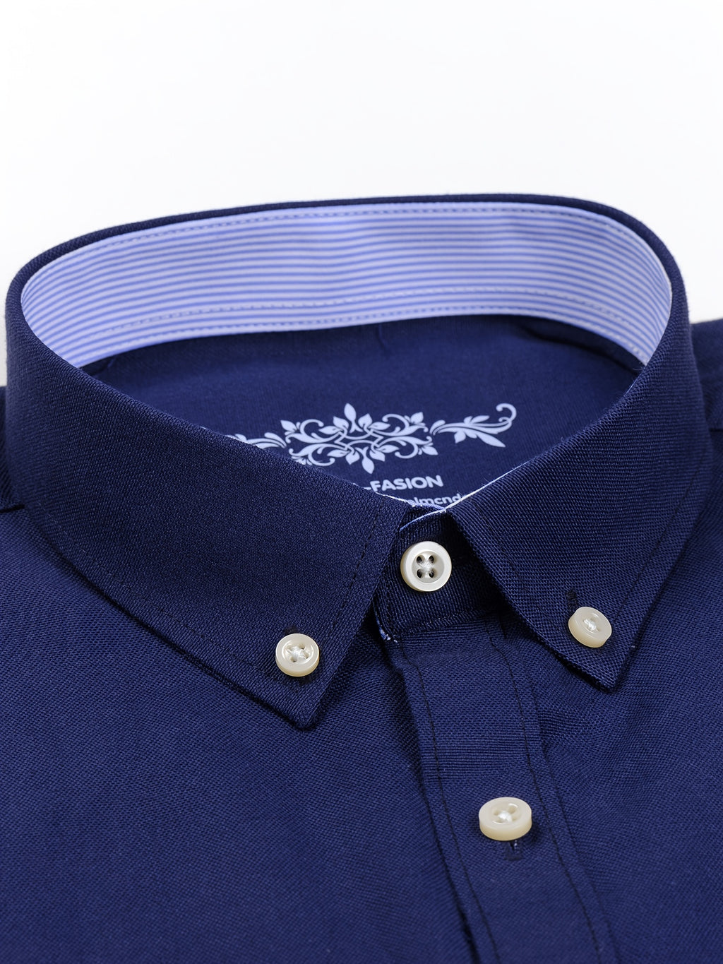 Men'S 60% Long Sleeve Solid Casual Sturdy Oxford Shirt - Navy Color