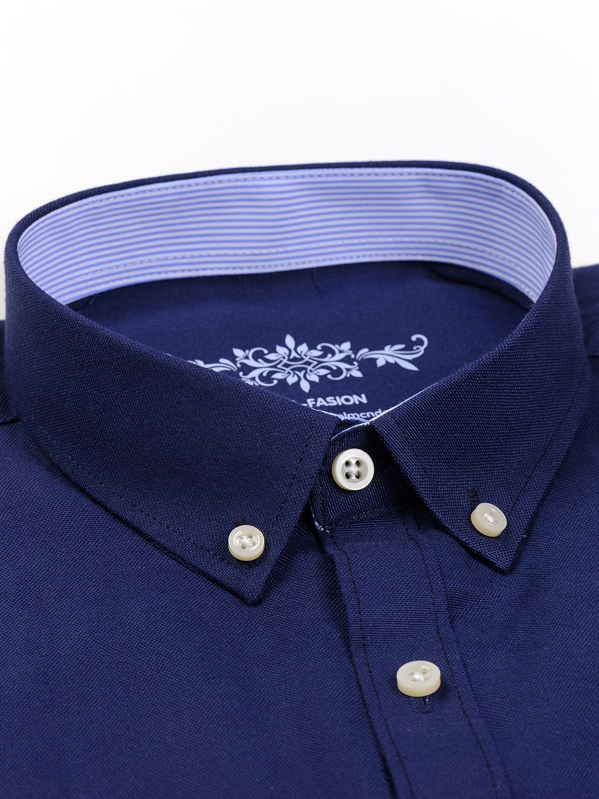 Men'S 60% Long Sleeve Solid Casual Sturdy Oxford Shirt - Navy Color