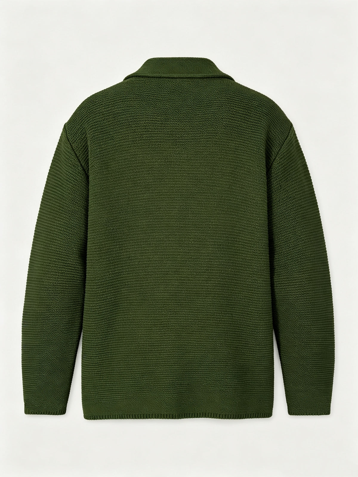 Men's New Autumn/Winter Double-Breasted Knit Jacket, Loose Fit Casual Suit-Style Top with Lapel. European/American Style Men's Notched Lapel Knit Cardigan with Double-Breasted Design, Versatile Outerwear for Spring/Autumn, Suitable for Both Commuting - fern green