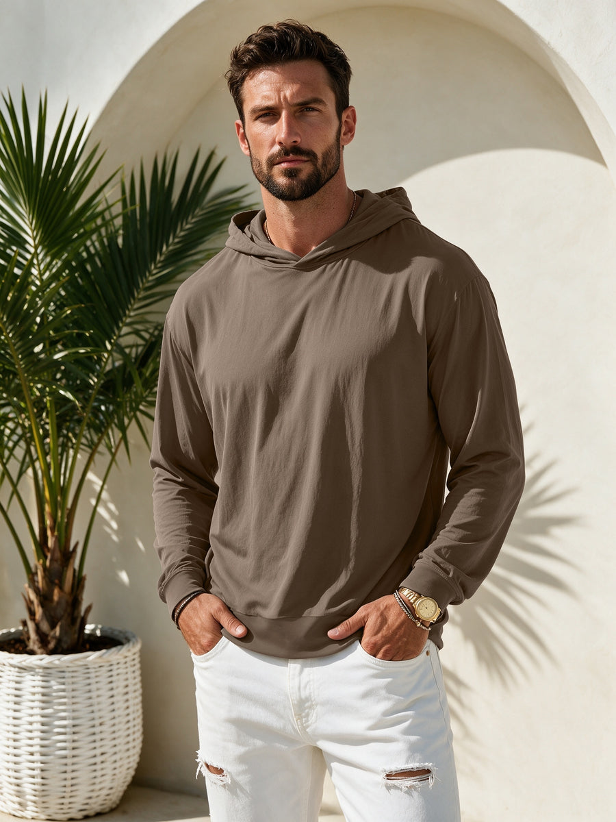 New Men'S Top Fashion Sport Long Sleeve Hooded Sweatshirt, Spring Autumn Casual Comfortable, Soft Trendy Easy Premium All-Match Durable Texture Soft Skin-Friendly - Sepia